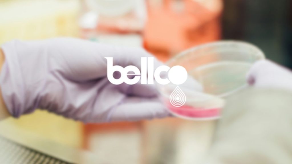 The bellco company logo overlaid on a blurred image which shows gloved hands holding a petri dish containing a liquid.
