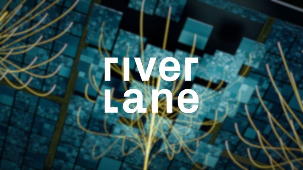 Riverlane company logo overlaid on a computer-generated design which shows daata flowing into and through several tiles which represent the decoding layer of Riverlane's quantum technology stack.