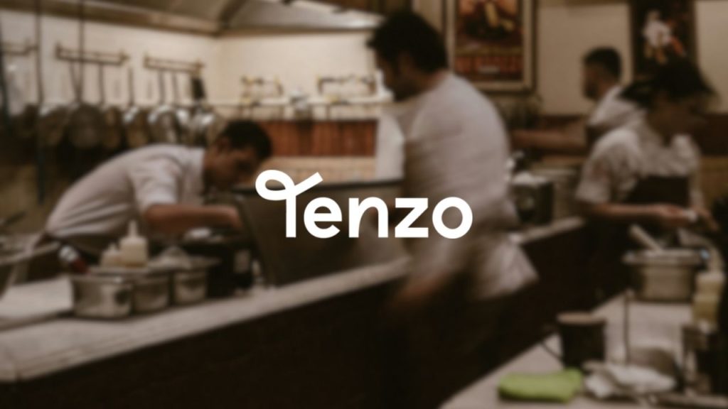 Tenzo company logo overlaid on a photo of