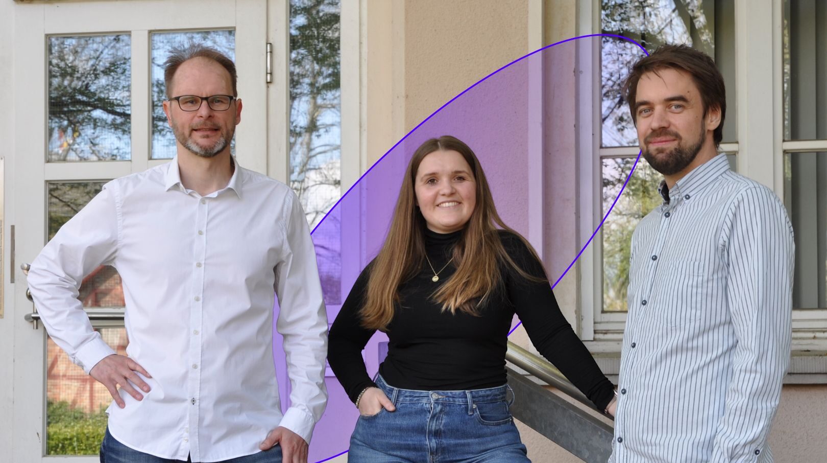 The OKAPI:Orbits founders posing for a photo outside to support the €13M seed funding round participated in by the Amadeus APEX Technology Fund.