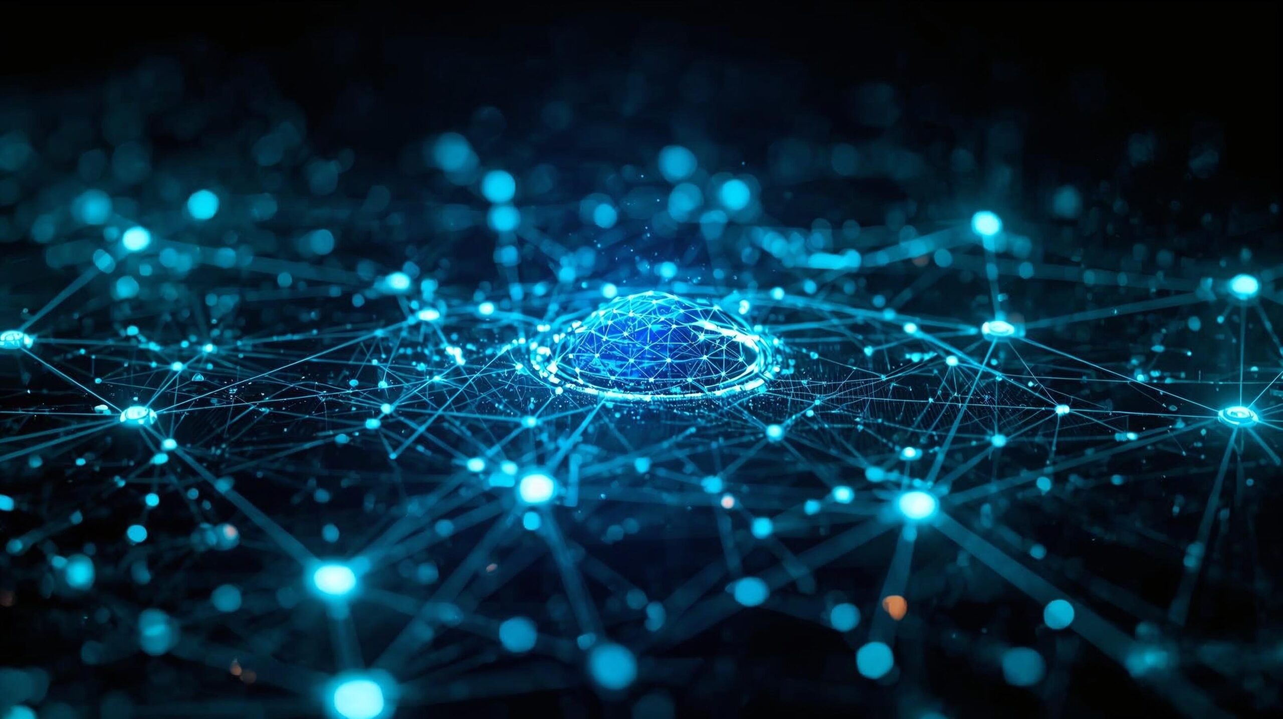 AI-generated image representing secure network enclaves using a universe-like structure of light clusters.