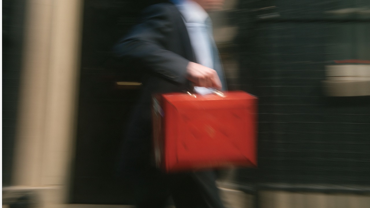 AI-generated image of the exchequer briefcase being carried by a man outside number 10 Downing Street.