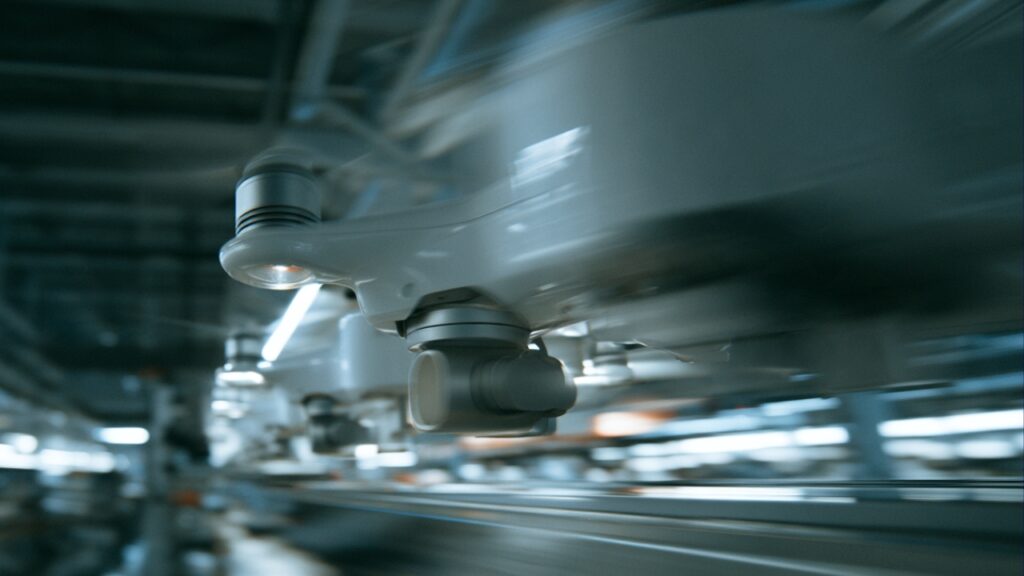 AI-generated image of a drone manufacturing line.